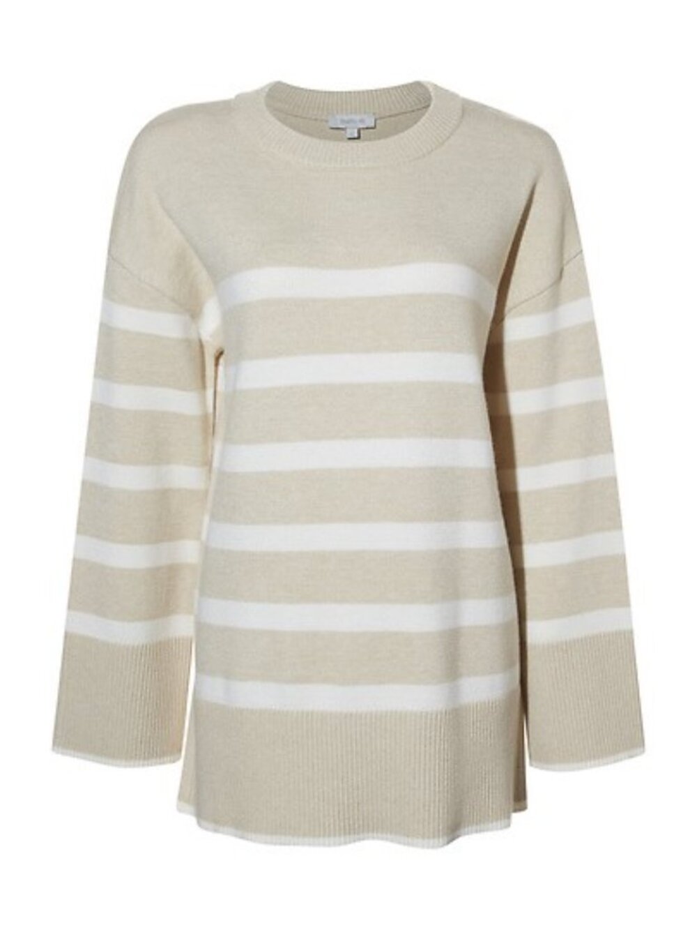 MATTY M. Women's Stripe Crewneck Sweater Size S in Oatmeal Multi